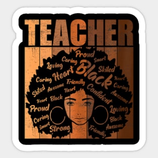 Teacher Teaching Schools Groovy Hearts Melanin Womens Sticker